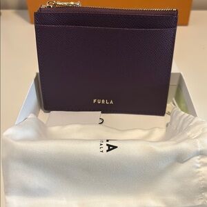 Furla Purple Leather Card Holder